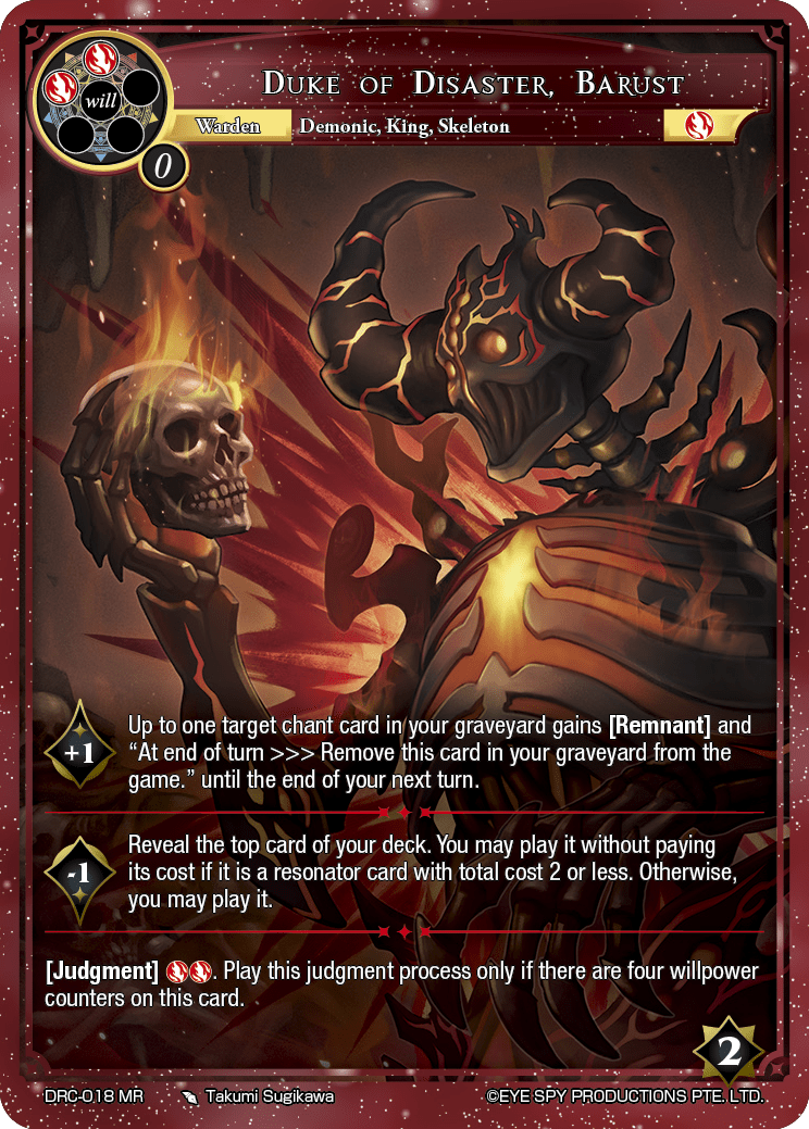 Duke of Disaster, Barust