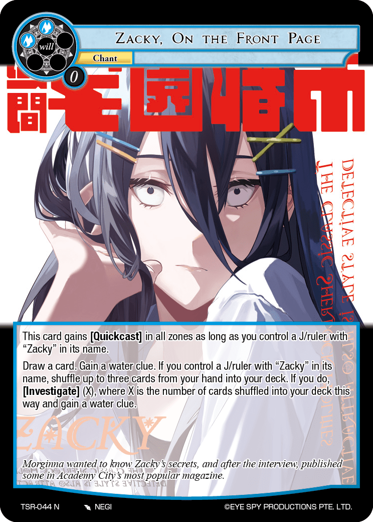 Zacky, On the Front Page