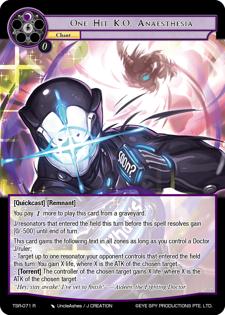 One Hit K.O. Anaesthesia