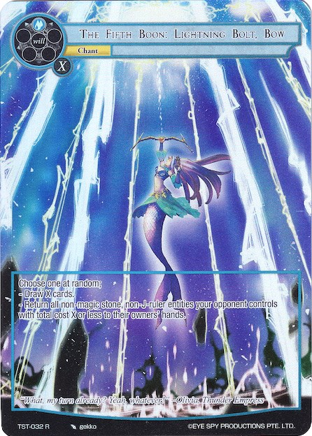 The Fifth Boon: Lightning Bolt, Bow