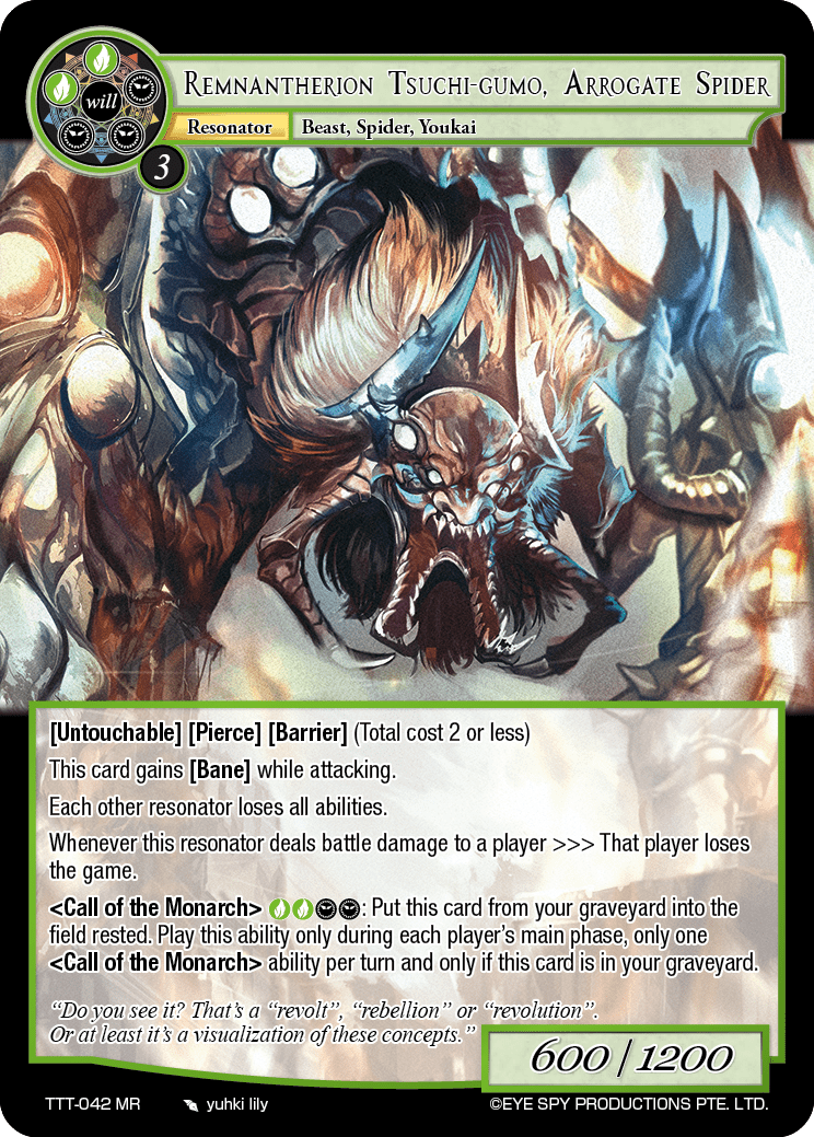 Remnantherion Tsuchi-gumo, Arrogate Spider