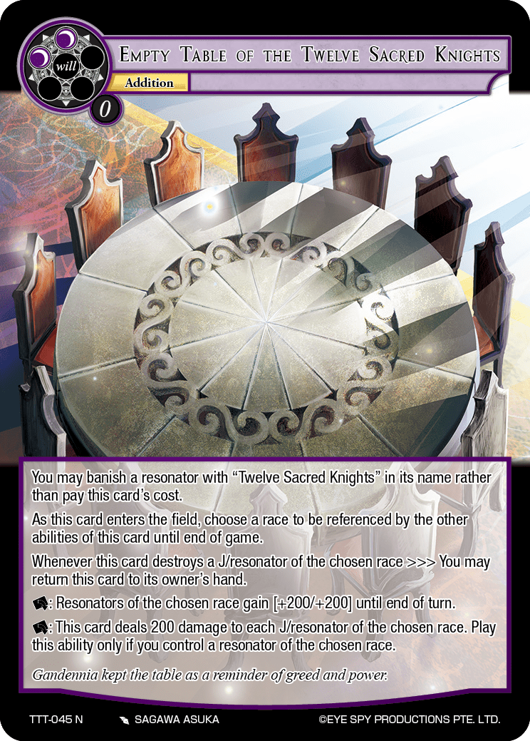 Empty Table of the Twelve Sacred Knights