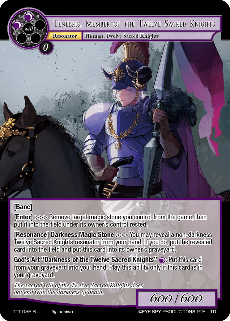 Tenebris, Member of the Twelve Sacred Knights